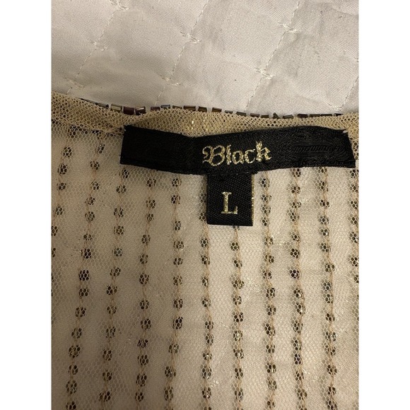 Women's Nude Sheer Embellished Top, By Black, Size Large - Picture 5 of 9